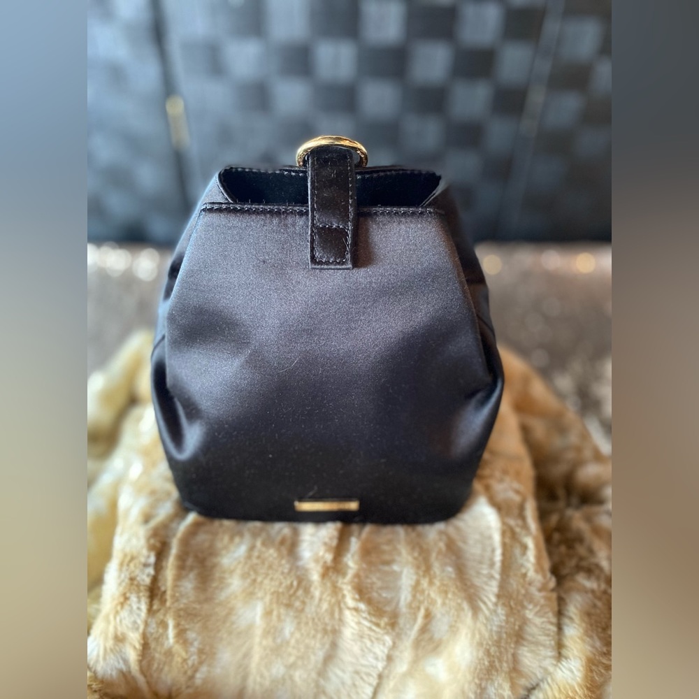 BCBG MaxAzria Black Satin Evening Purse - Picture 10 of 11